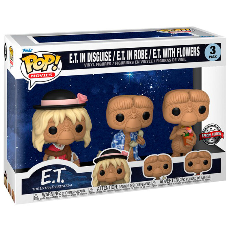 Funko Pop 3-Pack Movies E.T. - E.T. İn Disguise / E.T. İn Robe / E.T. With Flowers Special Edition