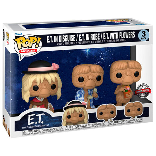 Funko Pop 3-Pack Movies E.T. - E.T. İn Disguise / E.T. İn Robe / E.T. With Flowers Special Edition