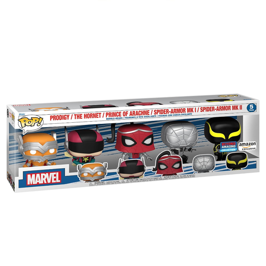 Funko Pop! 5-Pack Marvel: Spider-Man – Prodigy / The Hornet / Prince of Arachne / Spider-Armor MK I