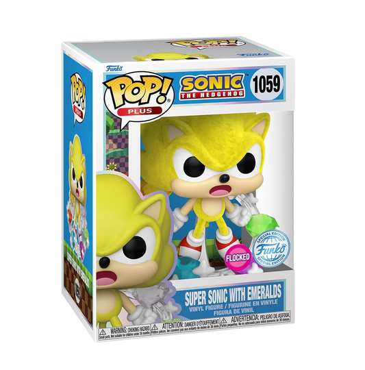 Funko Pop Plus Sonic The Hedgehog - Super Sonic With Emeralds Flocked Special Edition No:1059