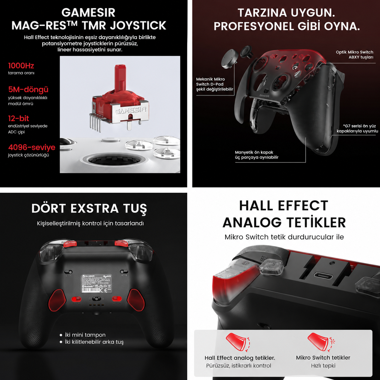 GameSir G7 Pro Hall Effect Oyun Kolu - Xbox Series X|S, Xbox One, PC & Android - Siyah