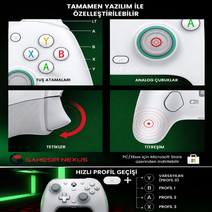 GameSir G7 SE Kablolu Xbox Kontrolcü – Hall Effect Joystick & Tetik, Beyaz