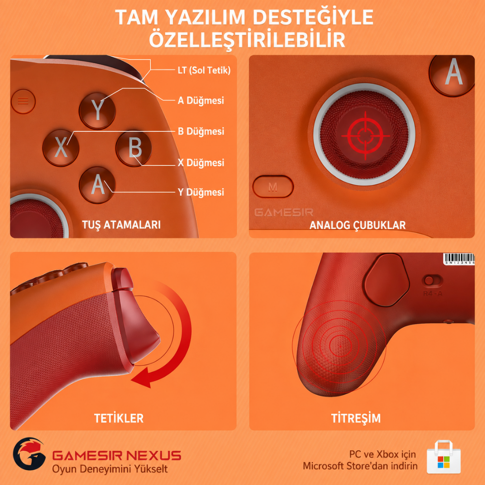 GameSir G7 SE Kablolu Xbox Gamepad – Hall Effect, Resmi Lisanslı, Turuncu