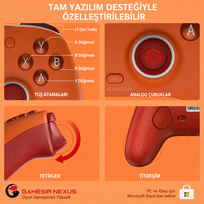 GameSir G7 SE Kablolu Xbox Gamepad – Hall Effect, Resmi Lisanslı, Turuncu