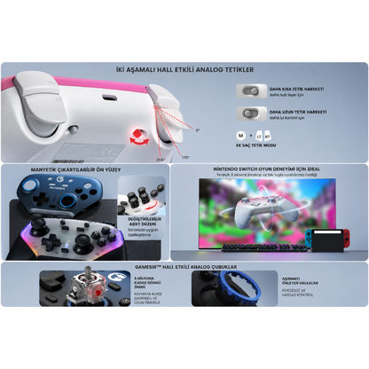 Gamesir Super Nova Hall Effect RGB Kablosuz PC/Switch/iOS/Android, Hall Effect Stick & Trigger