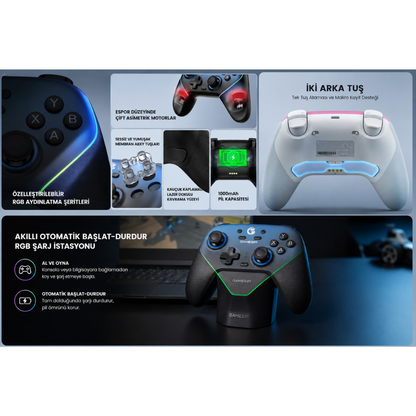 Gamesir Super Nova Hall Effect RGB Kablosuz PC/Switch/iOS/Android, Hall Effect Stick & Trigger