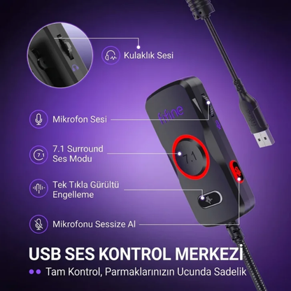 Fifine H18V USB 7.1 Gaming Mikrofonlu Kulaklık - Headset