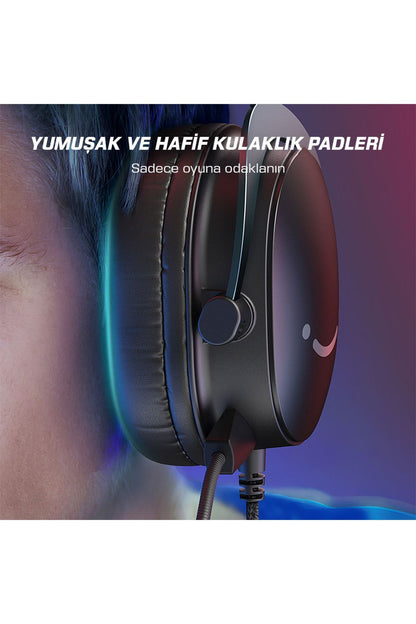 H9 - Fifine Ampligame Mikrofonlu 7.1 Siyah RGB Gaming Kulaklık