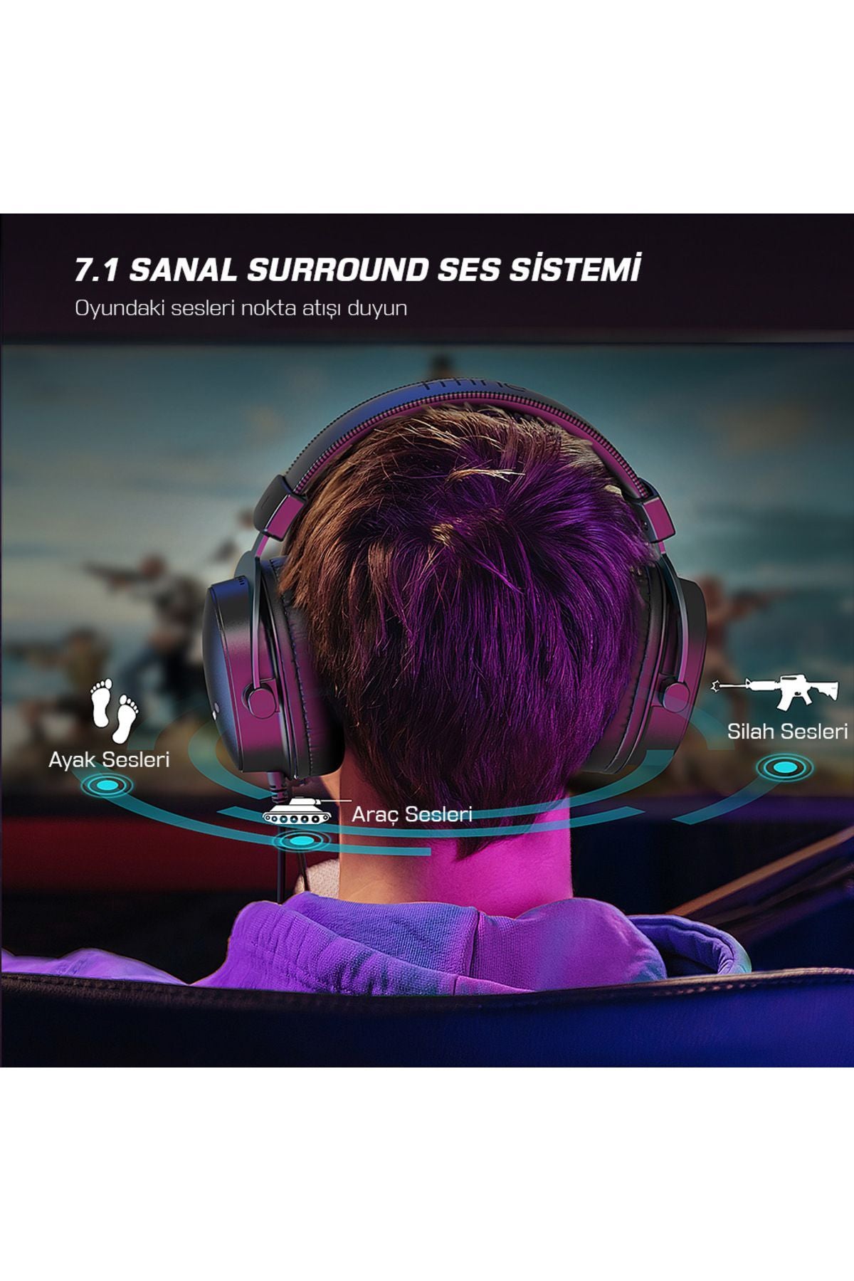 H9 - Fifine Ampligame Mikrofonlu 7.1 Siyah RGB Gaming Kulaklık