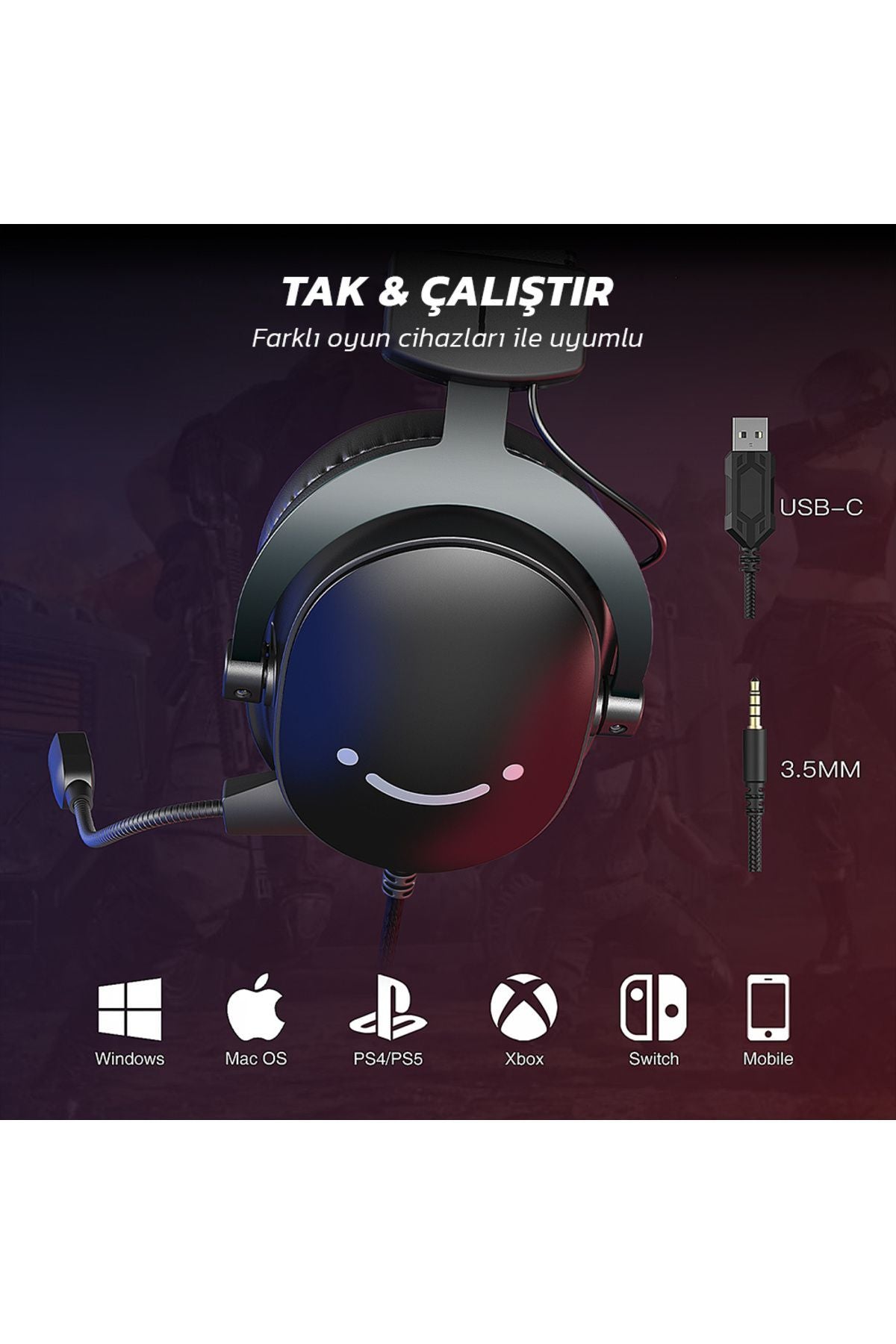 H9 - Fifine Ampligame Mikrofonlu 7.1 Siyah RGB Gaming Kulaklık