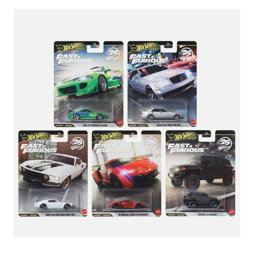 Hot Wheels Premium Fast & Furious 25. Yıl 5'li Set