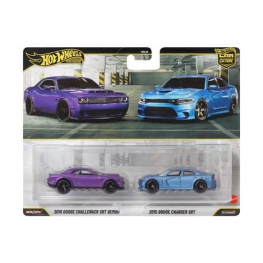 Hot Wheels 1:64 Car Culture 2018 Dodge Challenger SRT Demon & 2015 Dodge Charger SRT 2'li Paket