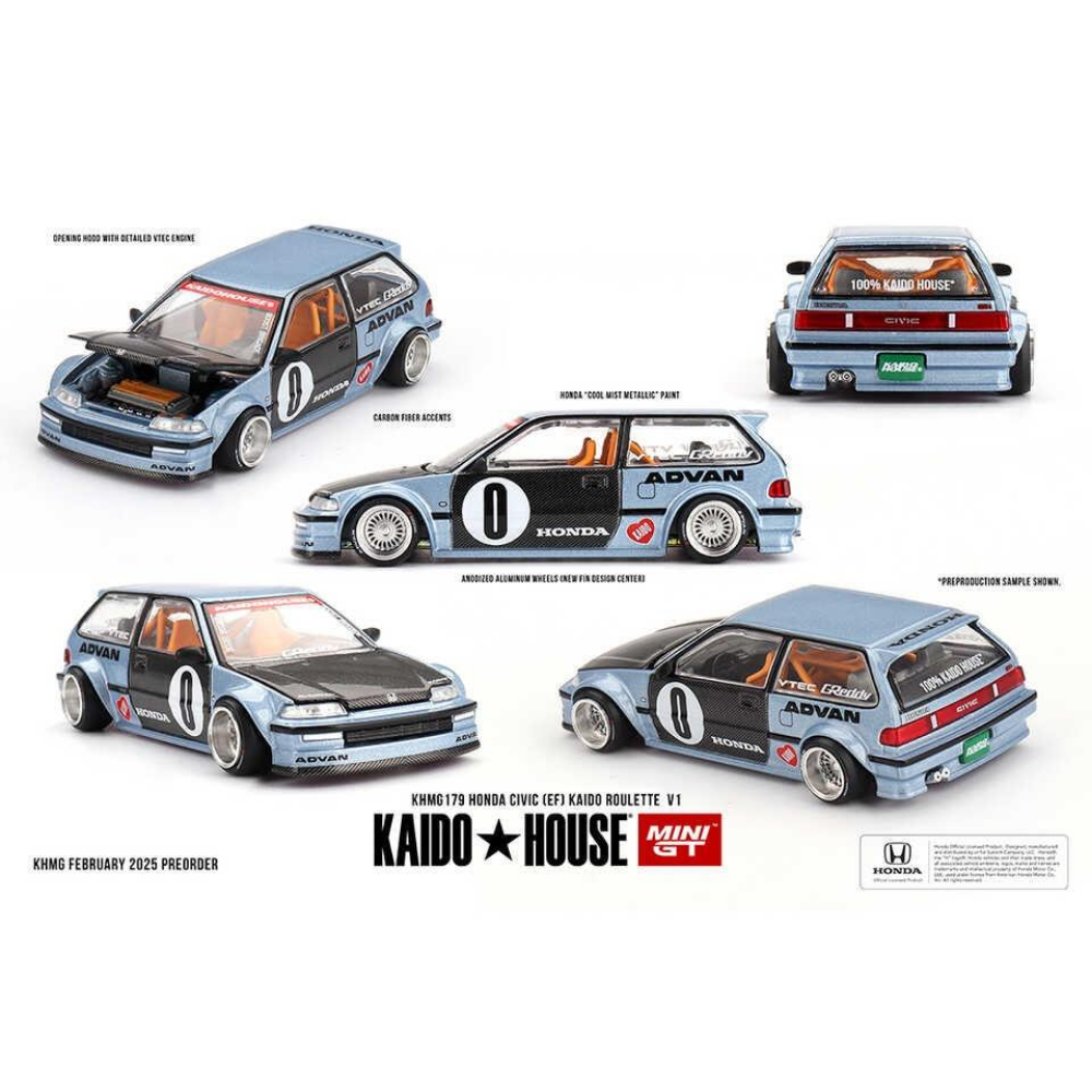 Mini GT 1/64 Kaido Honda Civic (EF) Kaido Roulette V1 179