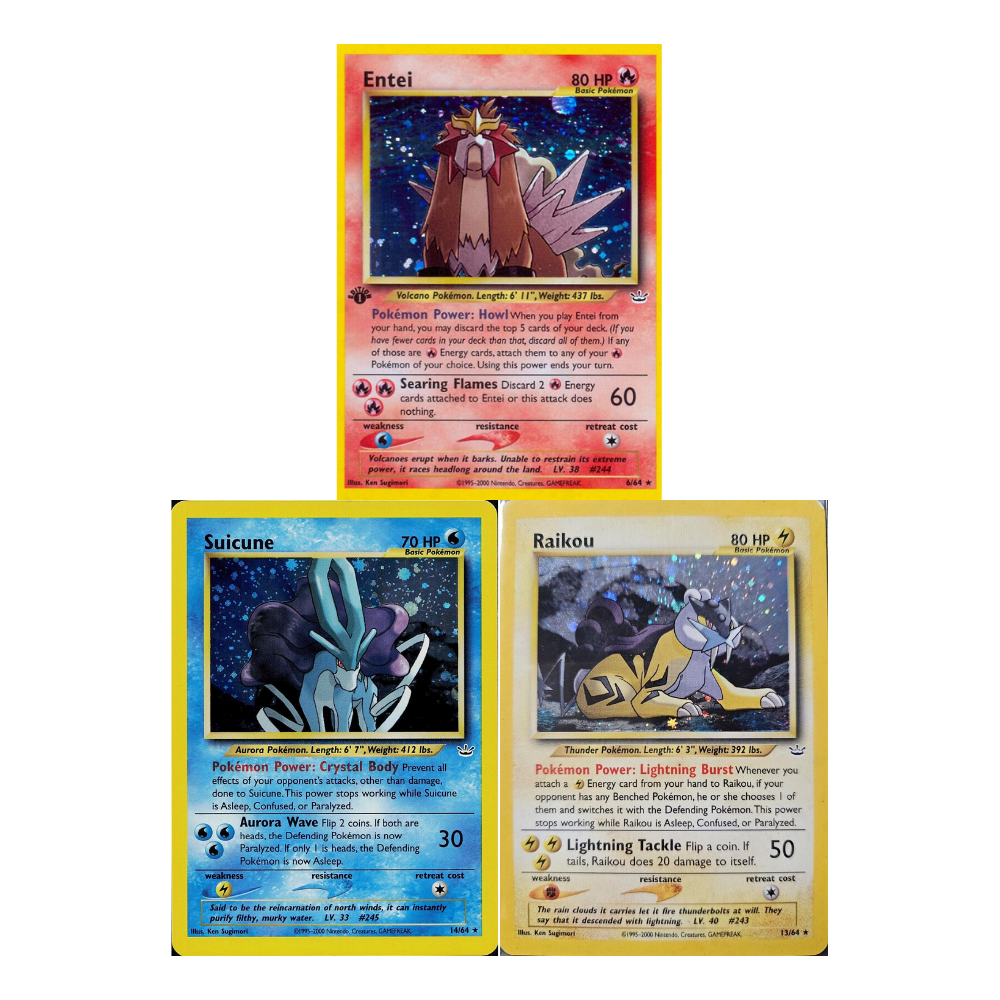 POKEMON TCG Entei #6 & Raikou #13 & Suicune #14 3LÜ SET
