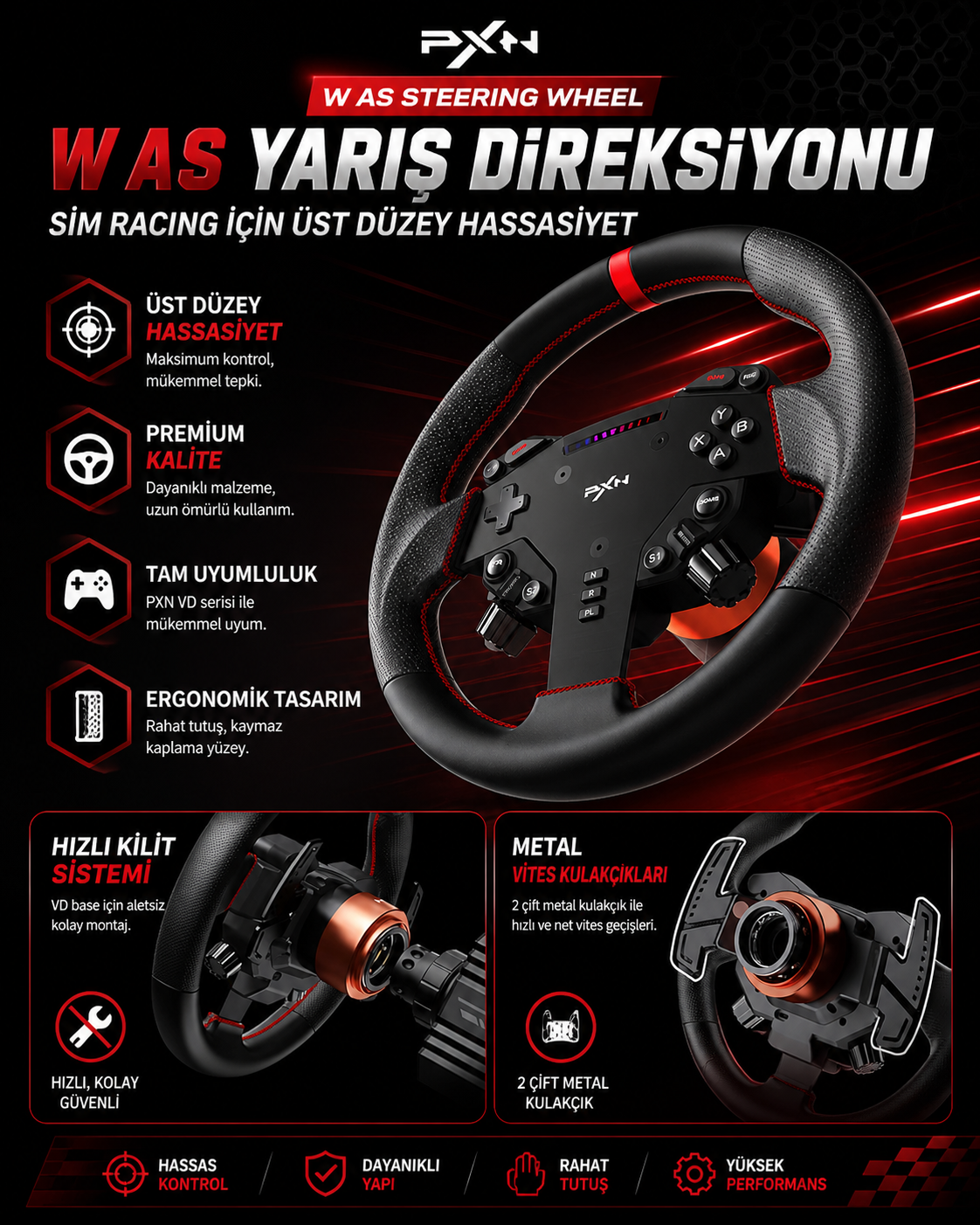 PXN VD4 Bundle – Direct Drive Sim Racing Direksiyon Seti
