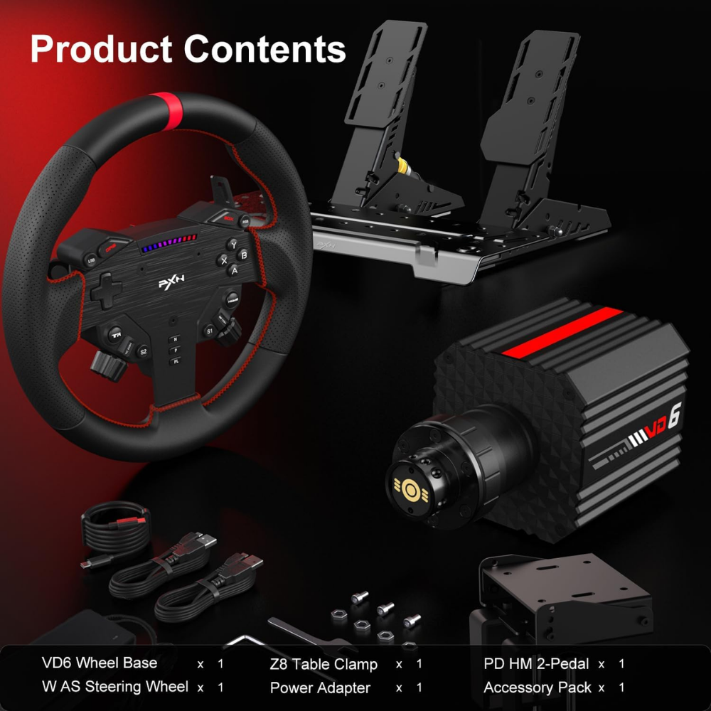 PXN VD6 Bundle Direct Drive Sim Racing Direksiyon Seti